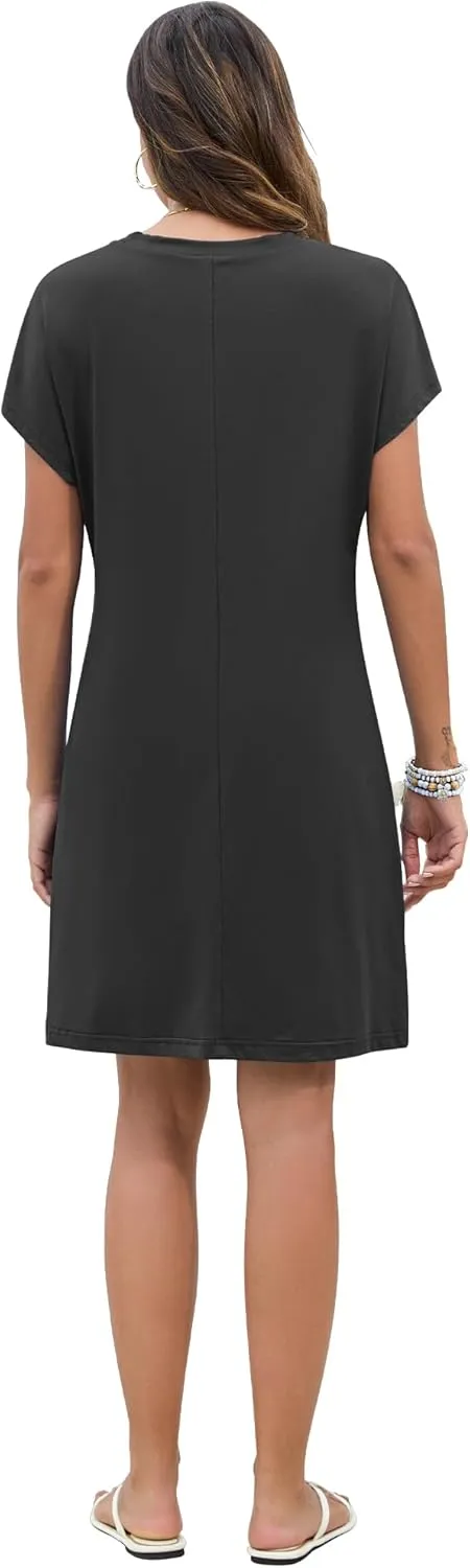 PLOKNRD Women's Casual Dress Summer Short Sleeve Crewneck Tshirt Shift Dress Outfits 2025