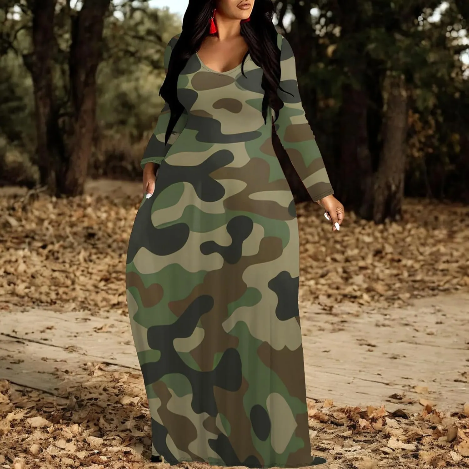 Plus Size Maxi Long Dress Sexy Outfits for Women Printed Loose Cute Dress