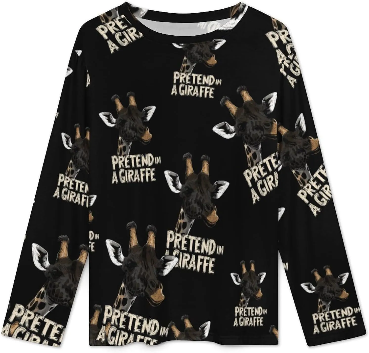 Pretend Im A Giraffe Women's Pajama Set Long Sleeve T-shirts Top & Pant Comfort Sleepwear Loungewear