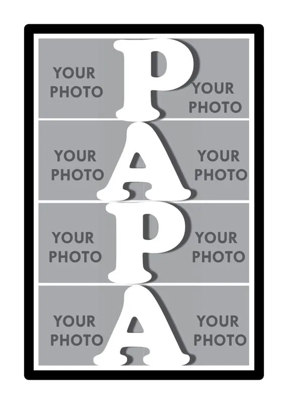 Printality Personalised PAPA Photo Collage Frames for Wall Decor as Fathers Day Wall Hanging Wall Decoration and Gift Collage (Size 12x18 Inches Black Frame)