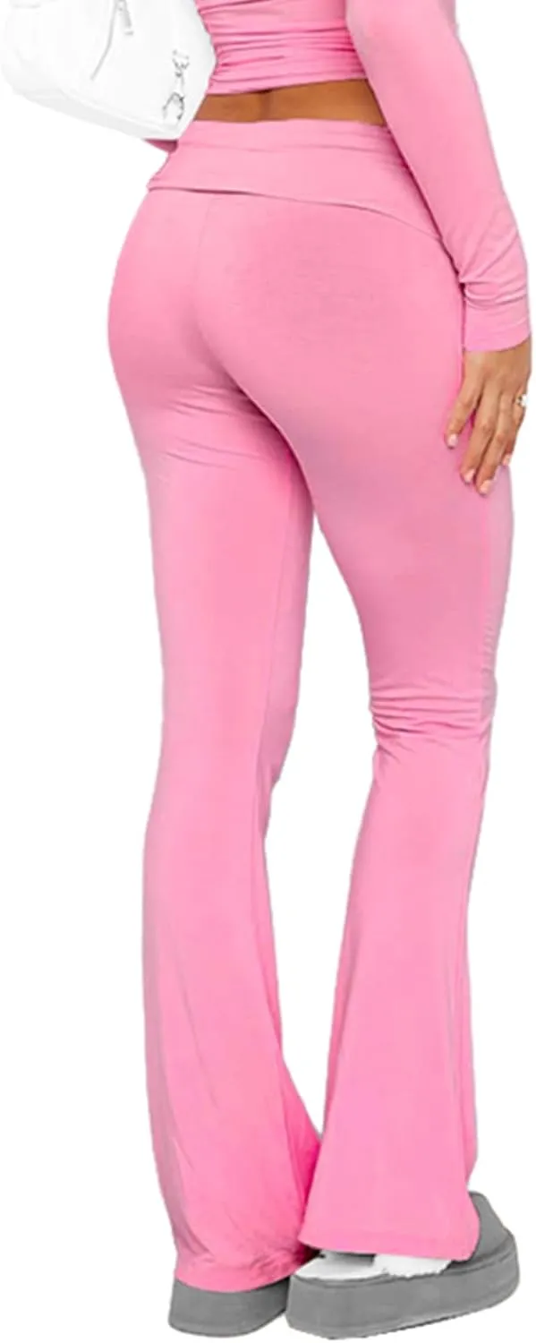 PRIVIMIX Women's Low Waisted Flare Leggings Bell Bottom Casual Lounge Bootcut Yoga Pants Sweatpants