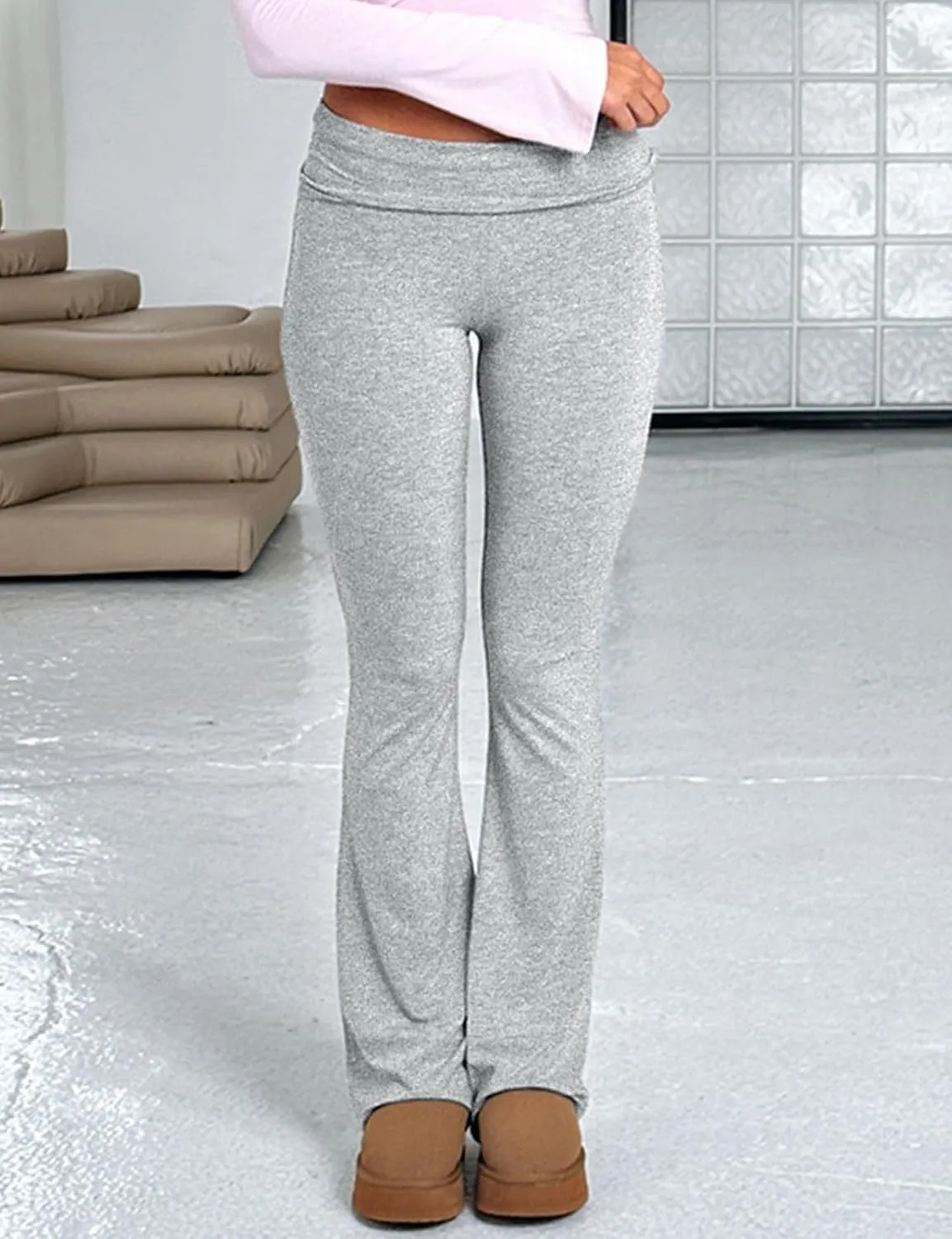 PRIVIMIX Women's Low Waisted Flare Leggings Bell Bottom Casual Lounge Bootcut Yoga Pants Sweatpants