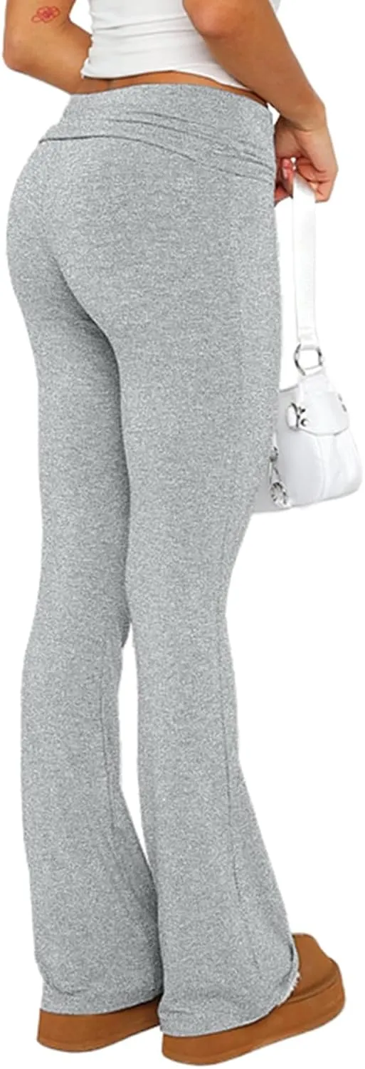 PRIVIMIX Women's Low Waisted Flare Leggings Bell Bottom Casual Lounge Bootcut Yoga Pants Sweatpants