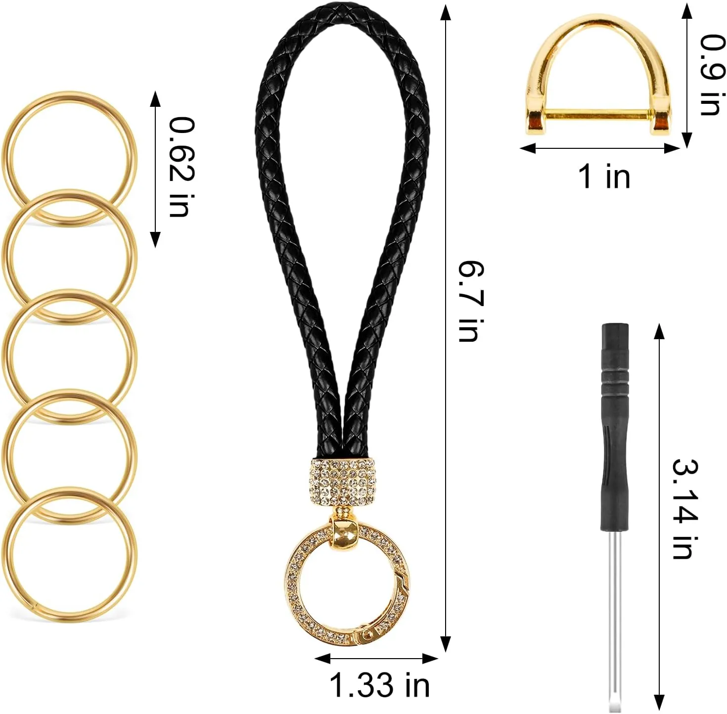 Prometheism Leather Wristlet Keychain,Car Ring Strap for Women Keychain Accessories Car Key Decorations With Anti-Lost D Ring