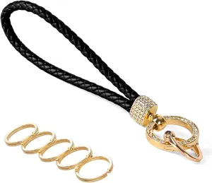 Prometheism Leather Wristlet Keychain,Car Ring Strap for Women Keychain Accessories Car Key Decorations With Anti-Lost D Ring