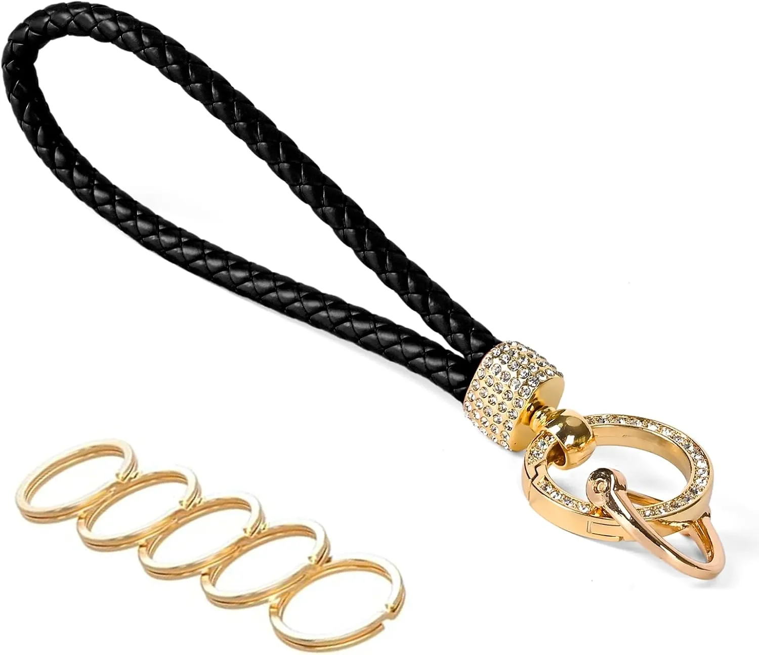 Prometheism Leather Wristlet Keychain,Car Ring Strap for Women Keychain Accessories Car Key Decorations With Anti-Lost D Ring
