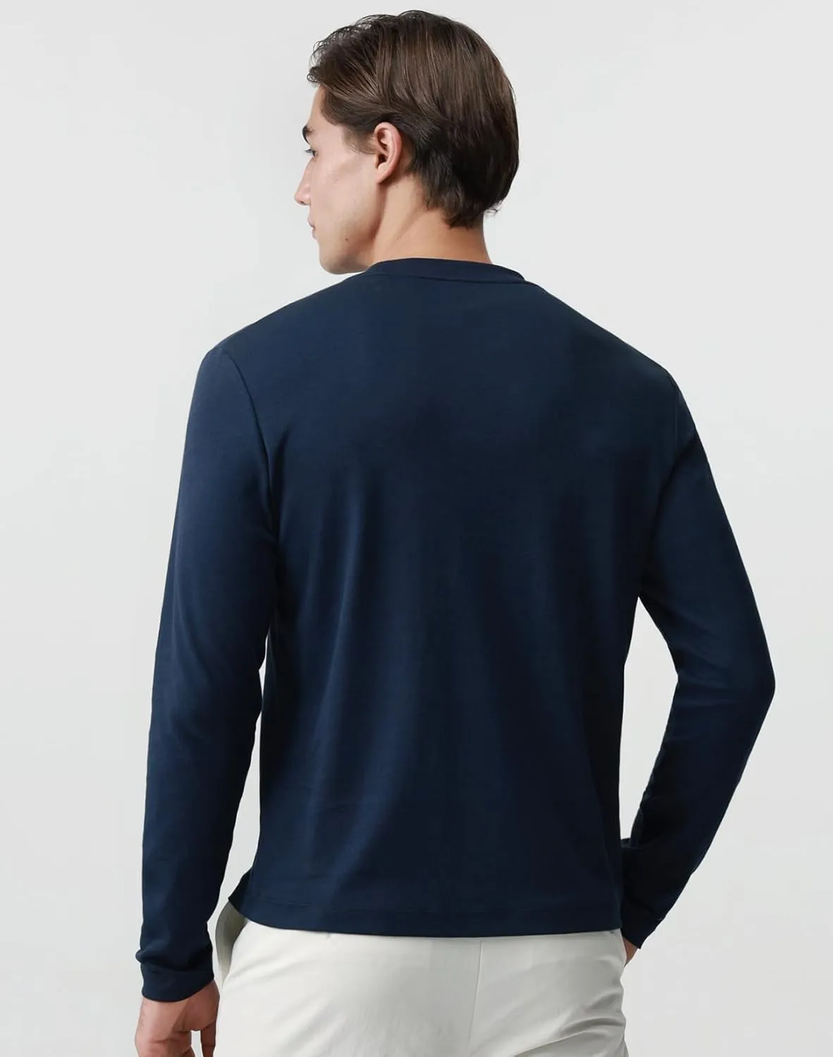 Pure Cotton T Shirts for Men Comfort Long Sleeve Tee Crewneck Jersey Moisture Wicking