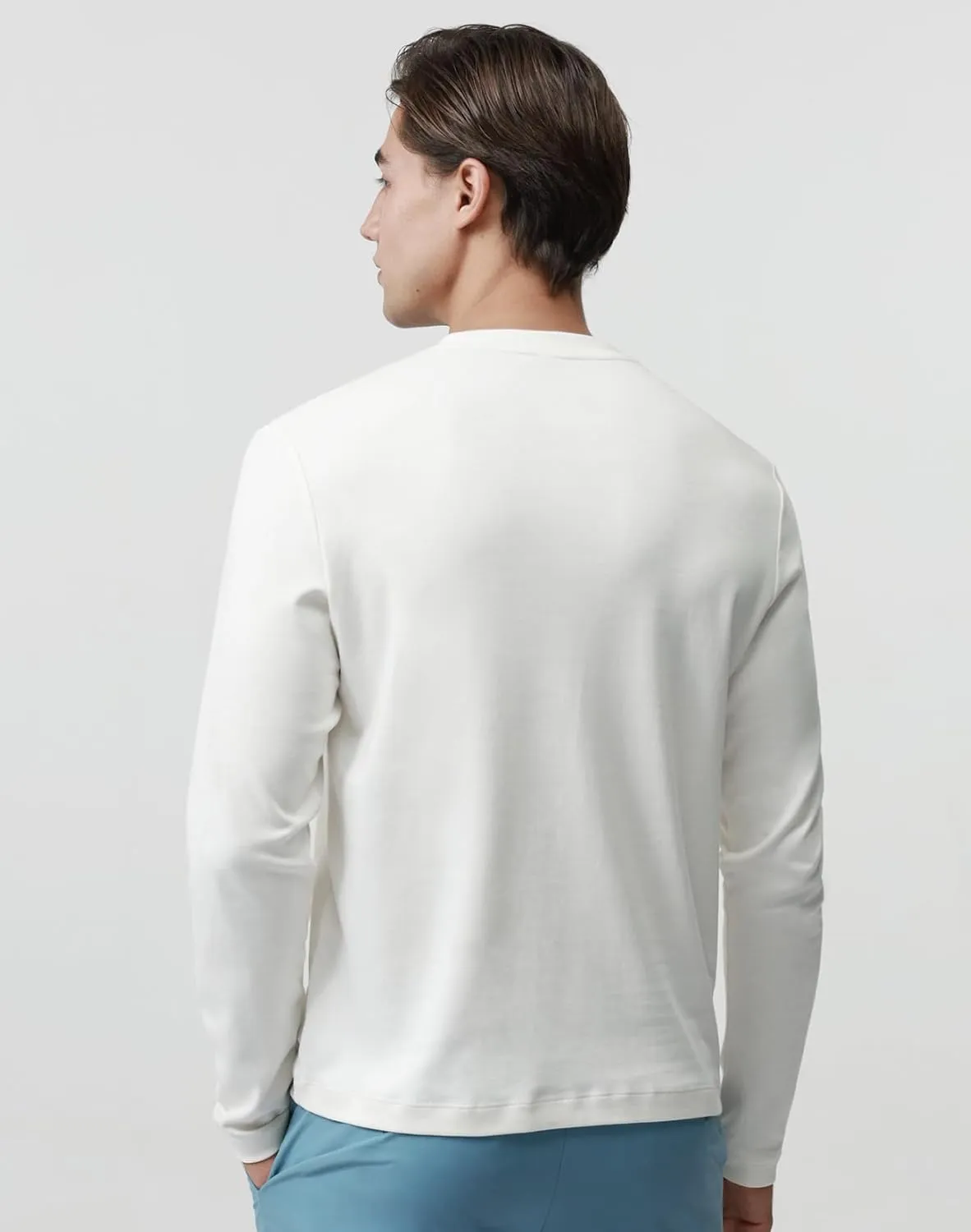 Pure Cotton T Shirts for Men Comfort Long Sleeve Tee Crewneck Jersey Moisture Wicking