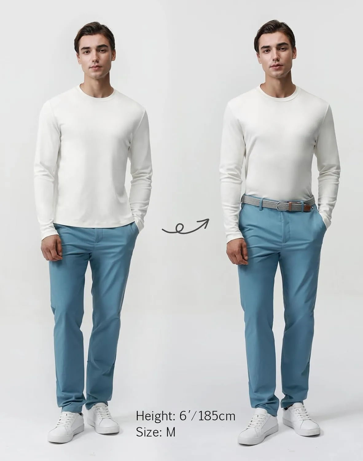 Pure Cotton T Shirts for Men Comfort Long Sleeve Tee Crewneck Jersey Moisture Wicking