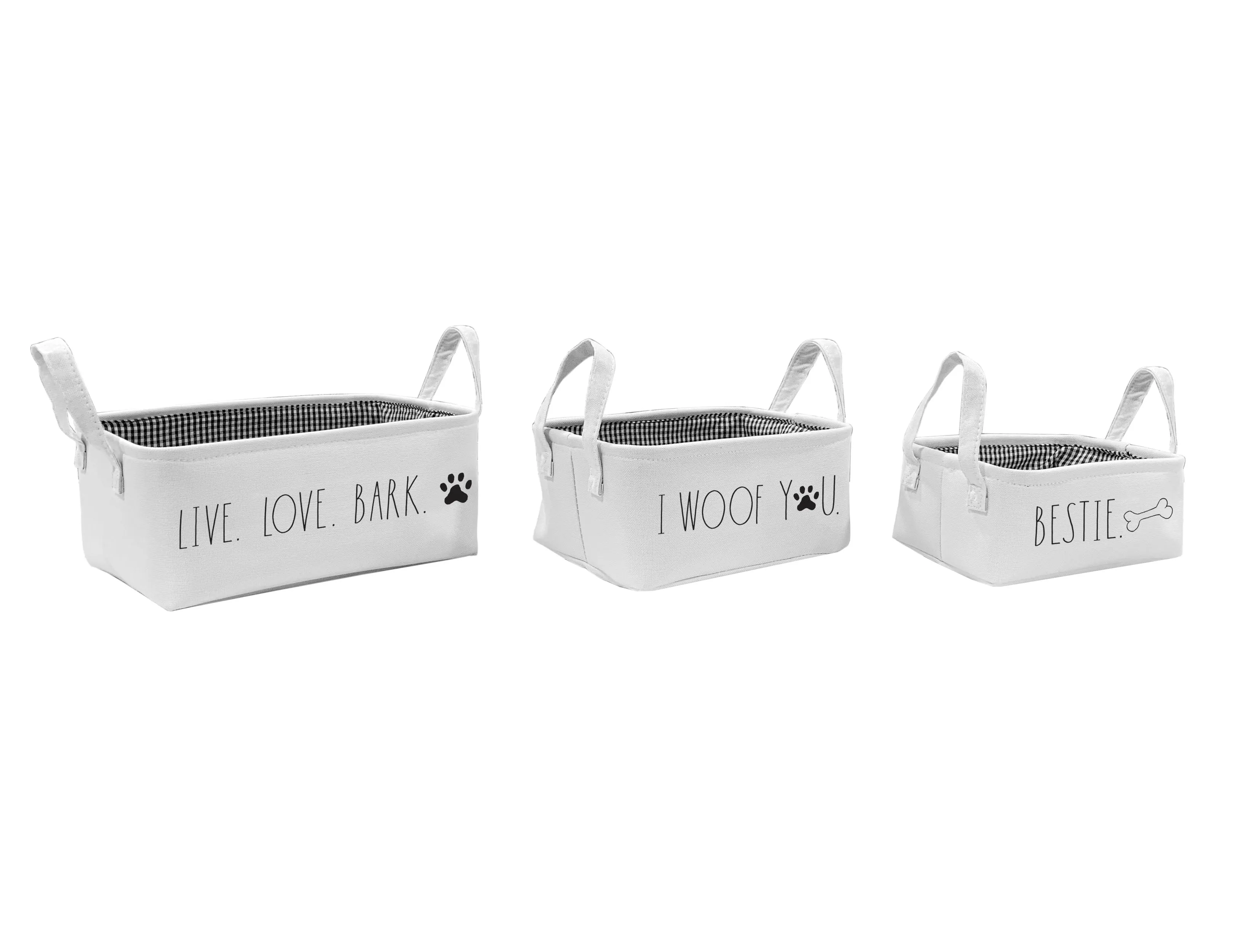 Rae Dunn “Live, Love and Bark” Set of 3 Dog Toy Storage Bins