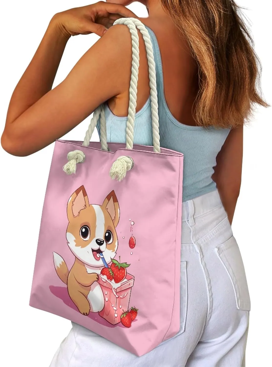 Reusable Grocery Bags Zippered Tote Bags for Women Large Capacity Beach Bag for Travel