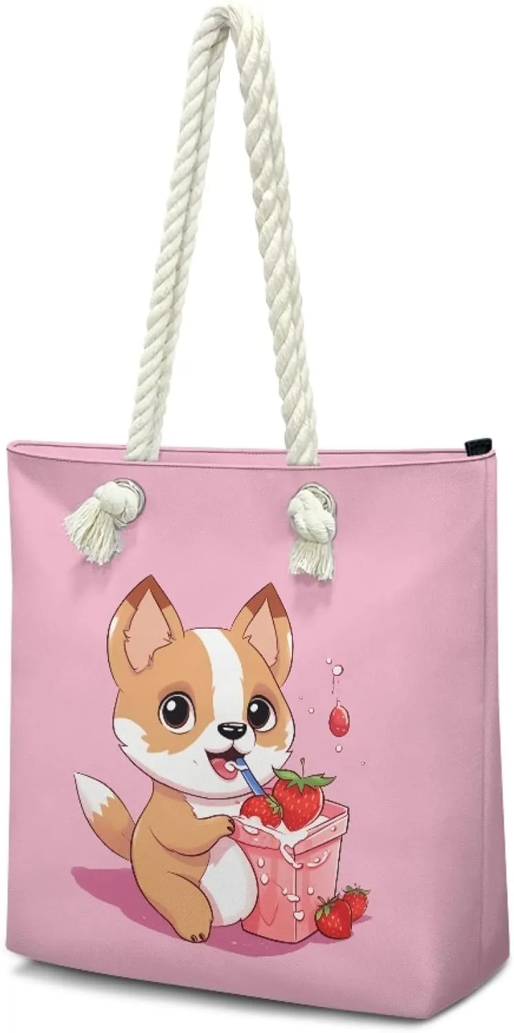 Reusable Grocery Bags Zippered Tote Bags for Women Large Capacity Beach Bag for Travel