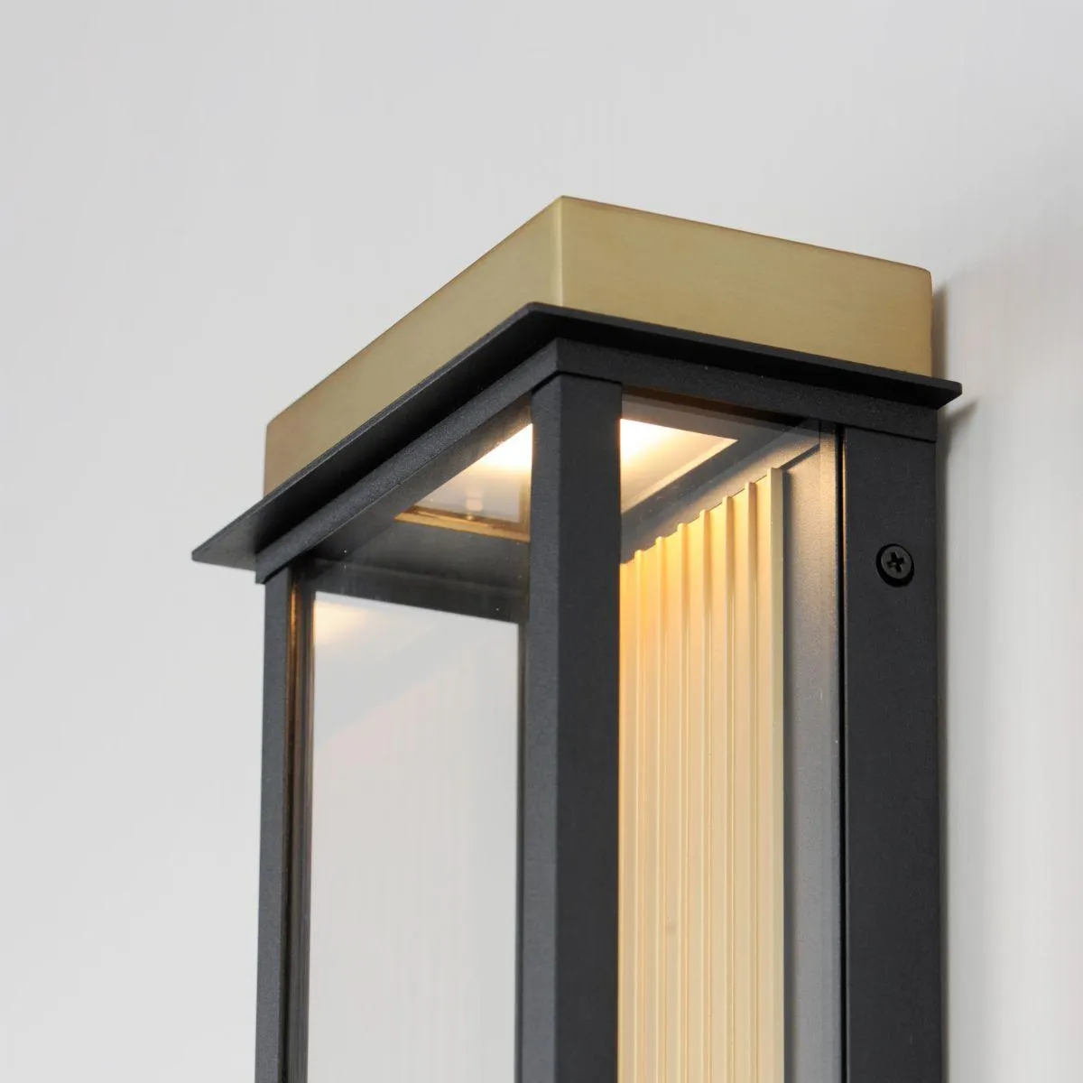 Rincon 16 in. LED Outdoor Wall Sconce Black and Gold Finish