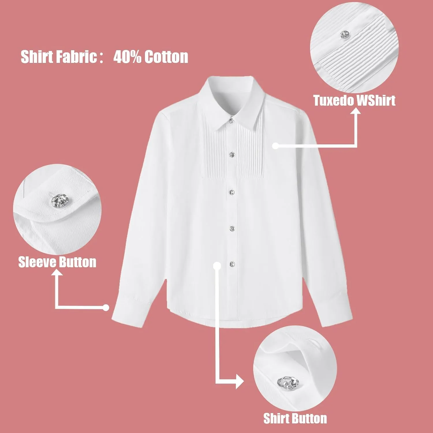 Rogers & Morris Boys Velvet Tuxedo Suit Formal Outfits Slim Fit Kids 5 Piece Set Shawl Lapel with 2 Bow-tie
