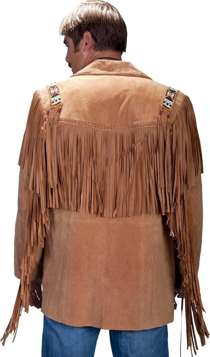 Scully Men's Bone Beaded Fringe Leather Jacket - 902-409