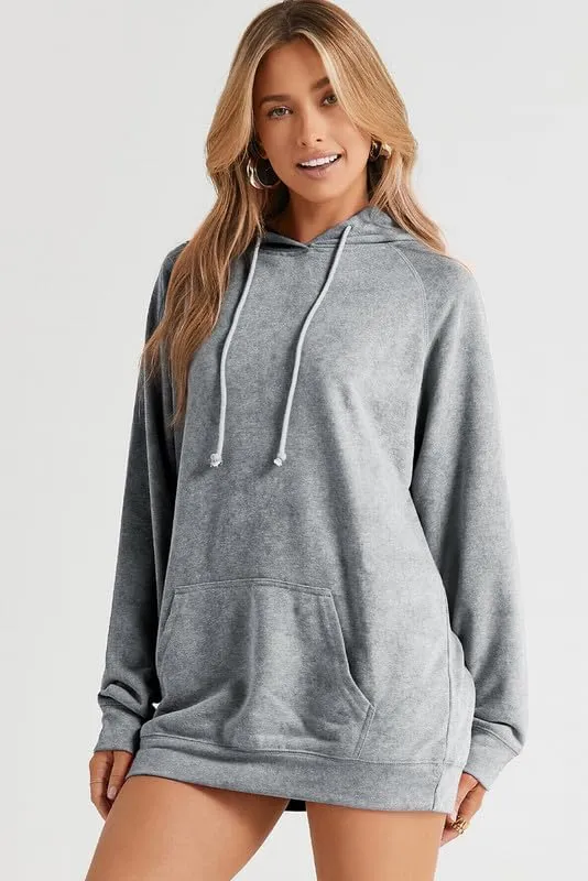 SHEWIN Women's Casual Hoodies Long Sleeve Solid Lightweight Pullover Tops Loose Sweatshirt with Pocket