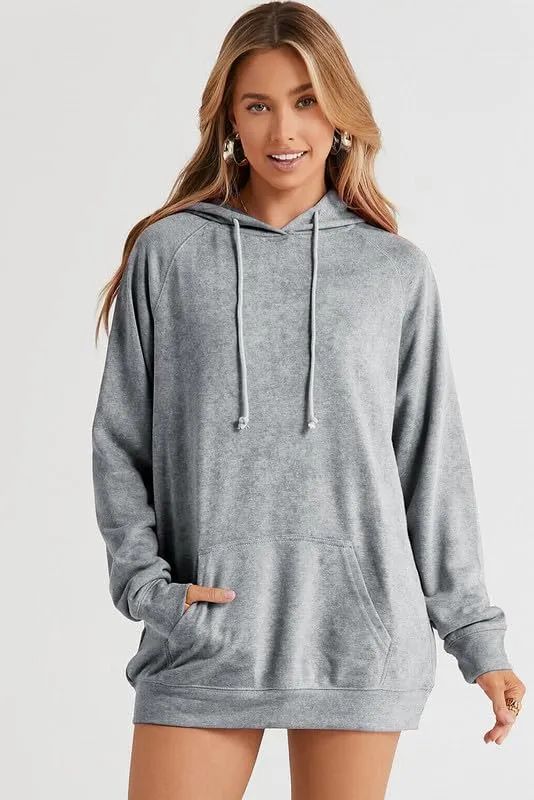 SHEWIN Women's Casual Hoodies Long Sleeve Solid Lightweight Pullover Tops Loose Sweatshirt with Pocket