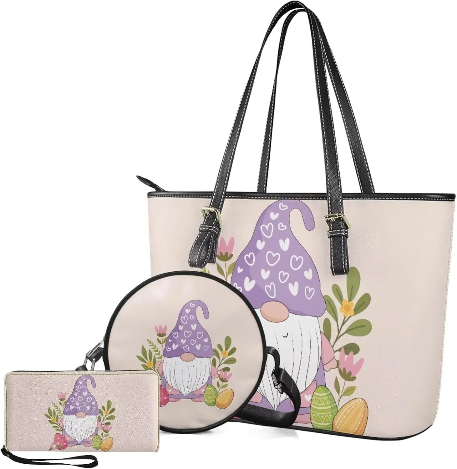 Shoulder Bags Set 3 Piece Saddle Bags Tote Bag for Women Circle Crossbody Bag Wallet Women Wristlet