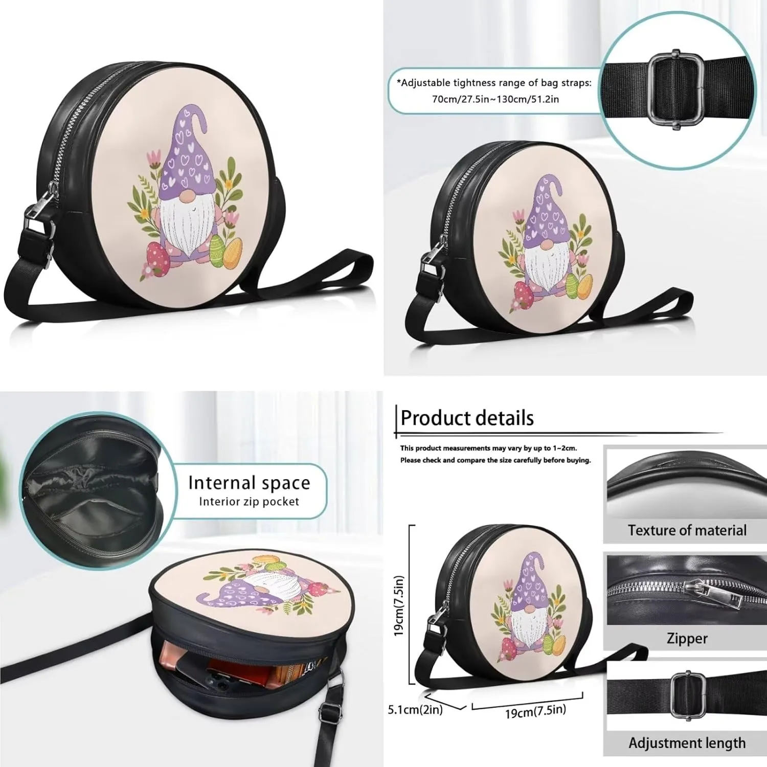 Shoulder Bags Set 3 Piece Saddle Bags Tote Bag for Women Circle Crossbody Bag Wallet Women Wristlet