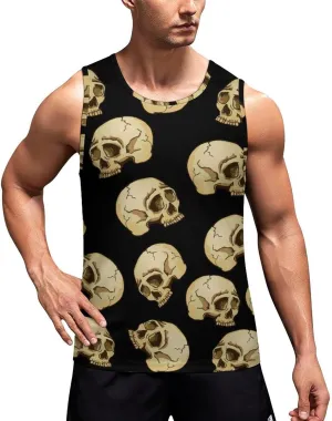 Skull and Bones Men's Tank Tops Summer Sleeveless T-Shirts Gym Workout Tee Casual Beach Tee