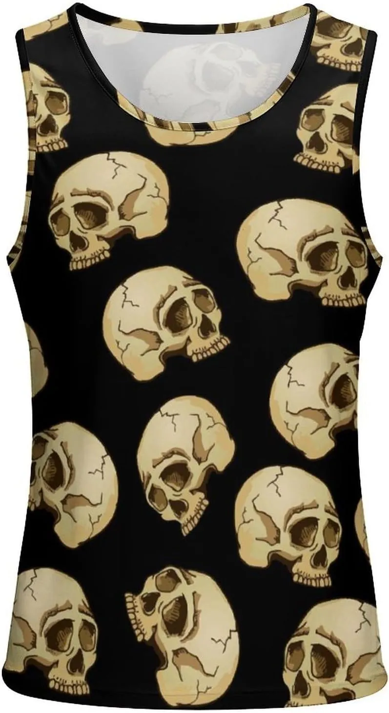 Skull and Bones Men's Tank Tops Summer Sleeveless T-Shirts Gym Workout Tee Casual Beach Tee