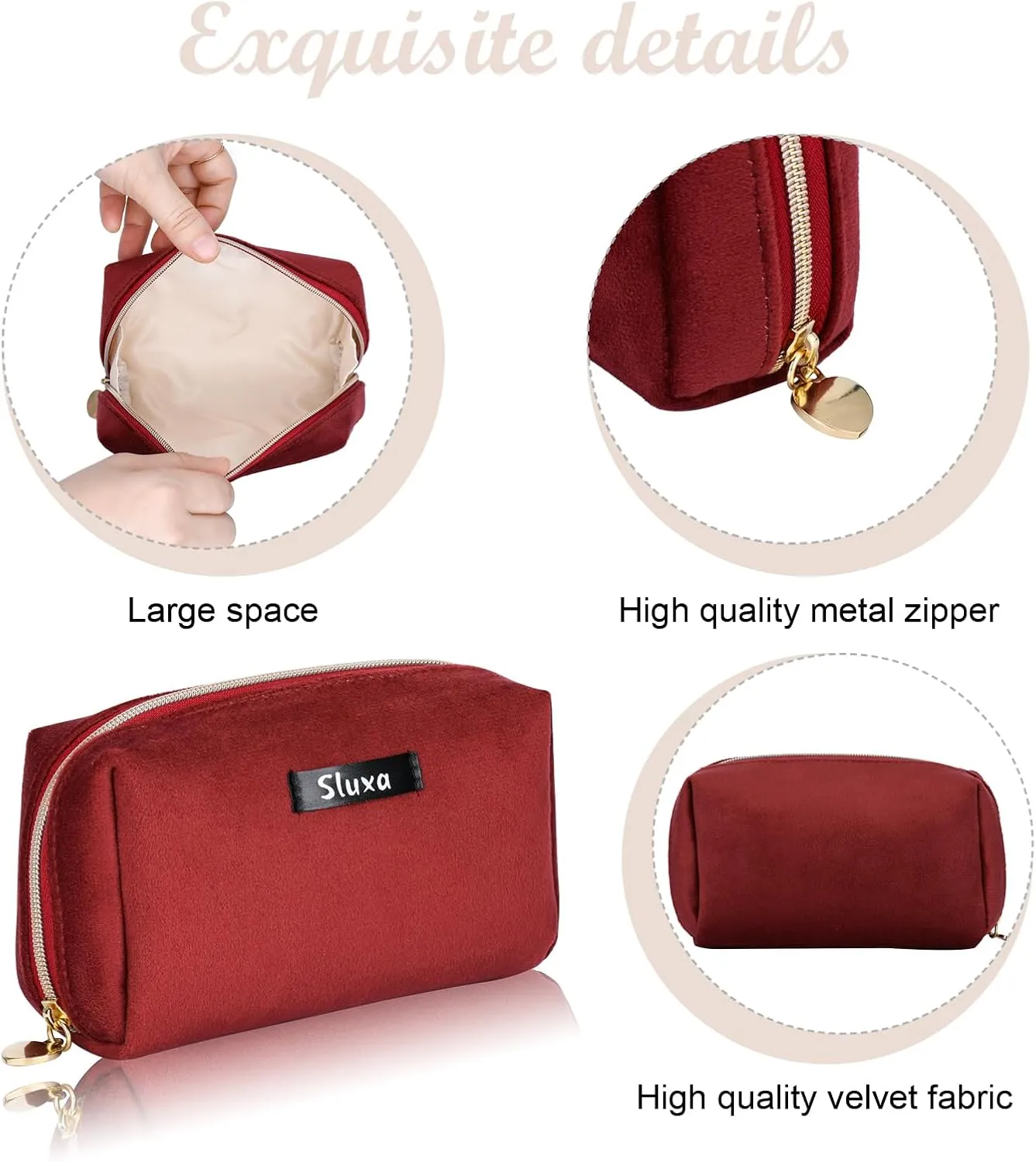 Small make up bags, Travel accessories for women,Red makeup bag travel cosmetic bag Mini makeup bag for purse