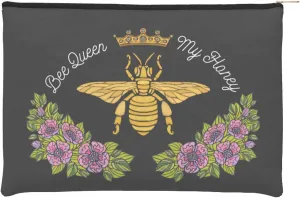 Small Makeup Bag Bee Crown Flowers Cosmetic Bag for Women Portable Purse Travel Toiletry Bag Accessories Organizer Zipper Pouch