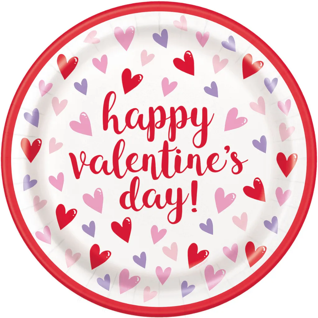 Sparkling Hearts "Happy Valentine's Day" Paper Plates