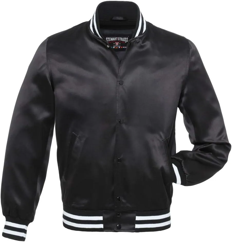 Stewart & Strauss Original Satin Bomber Jacket Since 1977 (19 Team Colors) Satin XXS to 6XL,Original