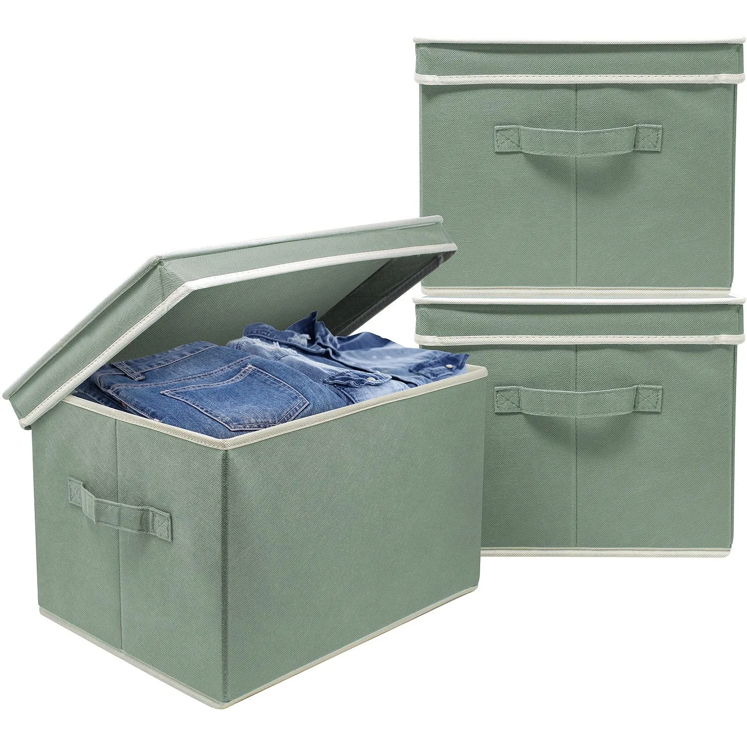 Storage Box Bins With Lid (Set of 3)