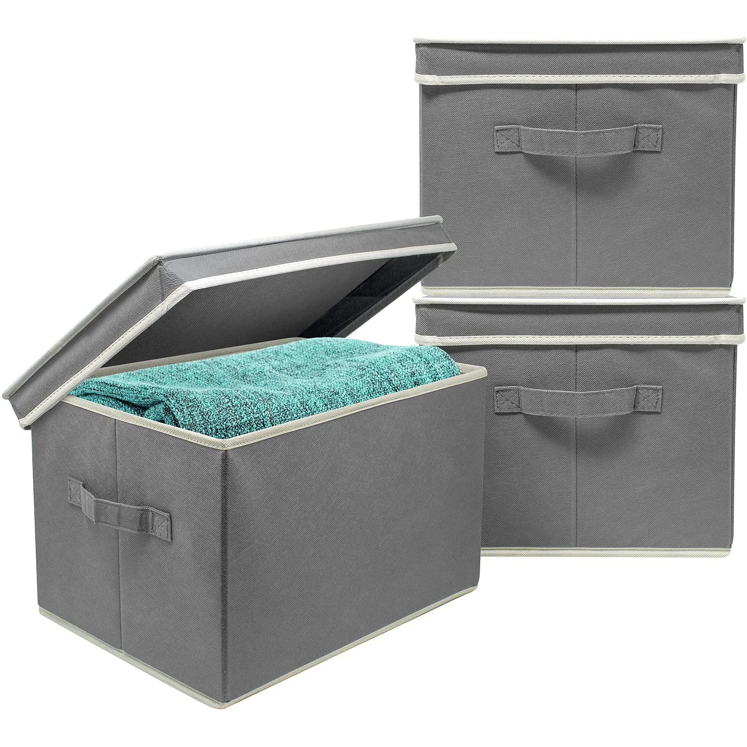 Storage Box Bins With Lid (Set of 3)