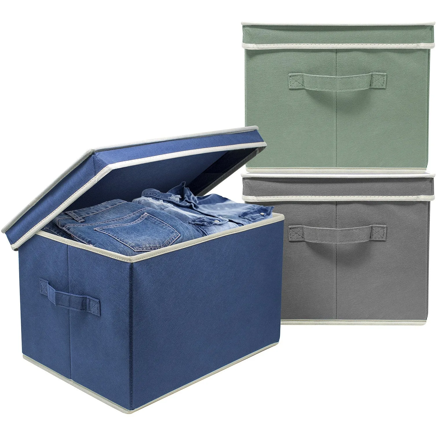Storage Box Bins With Lid (Set of 3)