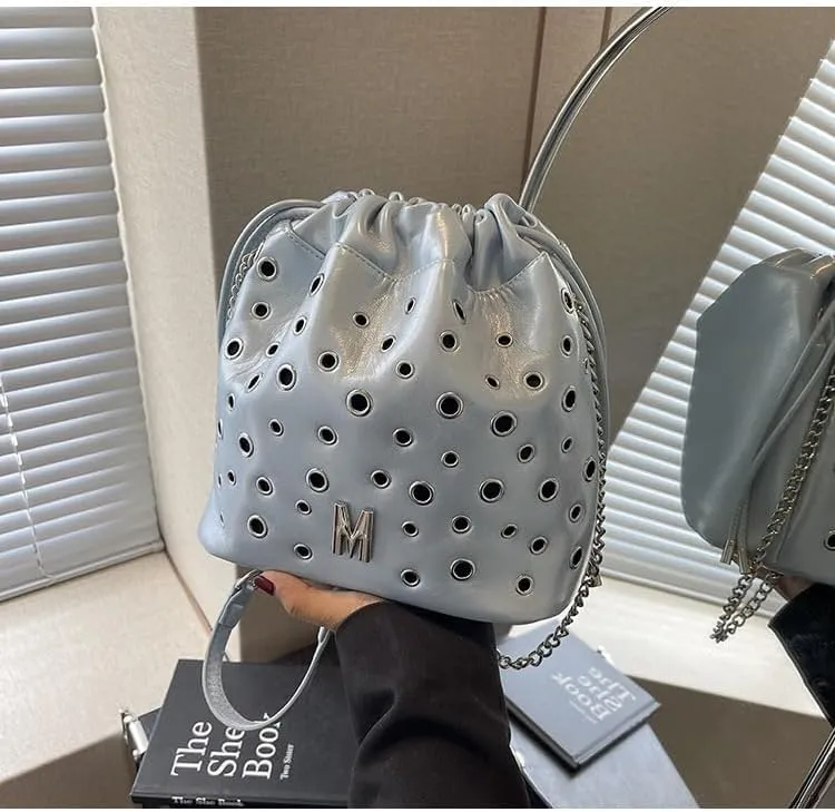 Studded Purse Bucket Bag Studded Crossbody Purses for Women Vegan Leather Bag Y2k Purse Punk Bag