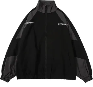 Sumleno Y2k Jacket for Women Zip Up Bomber Jacket Y2k Clothing Racing Varsity Oversized Color Block Coat Unisex