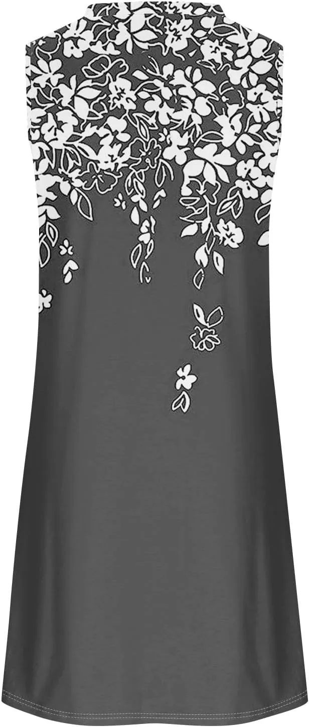 Summer Dresses for Women 2025 Casual Sleeveless Beach Sundresses Formal Floral Print A-Line Sundress