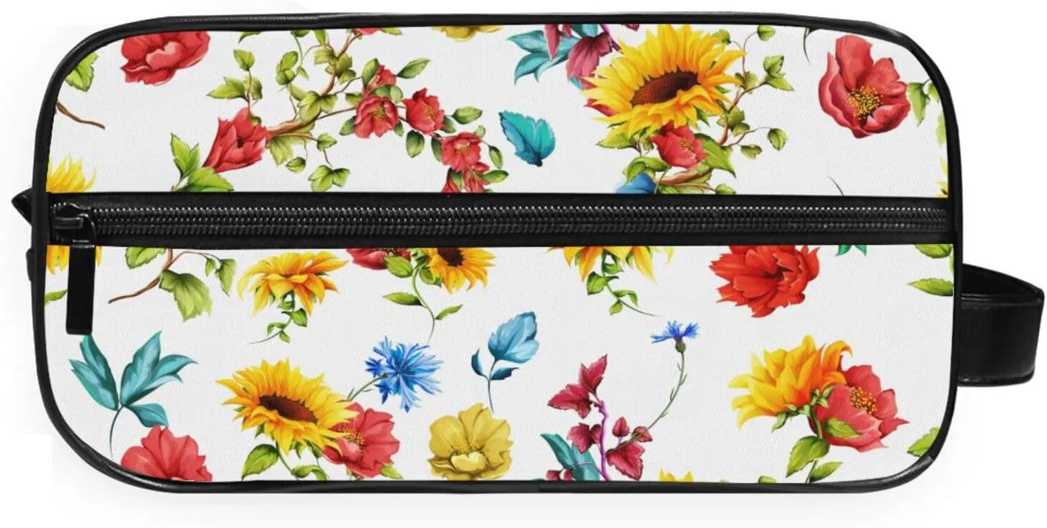 Sunflower and Cornflower Travel Toiletry Bag for Men and Women Traveling Dopp Kit Shaving Bag for Toiletries Accessories
