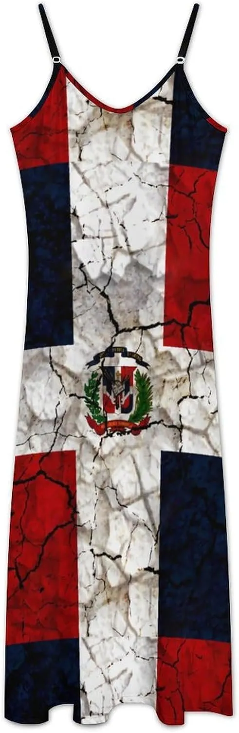TAIZIYEAH Albanian Flag Summer Camisole Dress for Women Beach Sundress