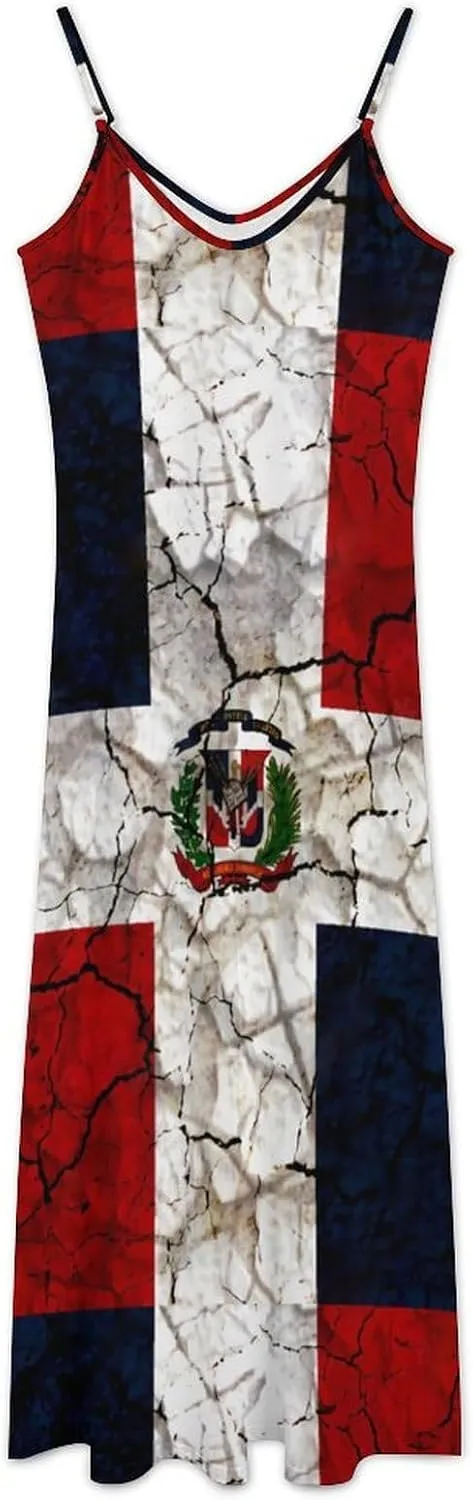 TAIZIYEAH Albanian Flag Summer Camisole Dress for Women Beach Sundress