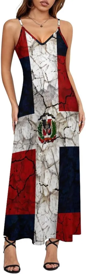 TAIZIYEAH Albanian Flag Summer Camisole Dress for Women Beach Sundress