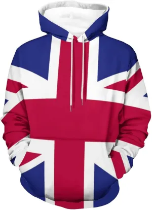 TAIZIYEAH Hoodie for Unisex British Flag Tops Printed Pullover Long Sleeve Sportswear Clothes Soft Loose Graphic Oversized L