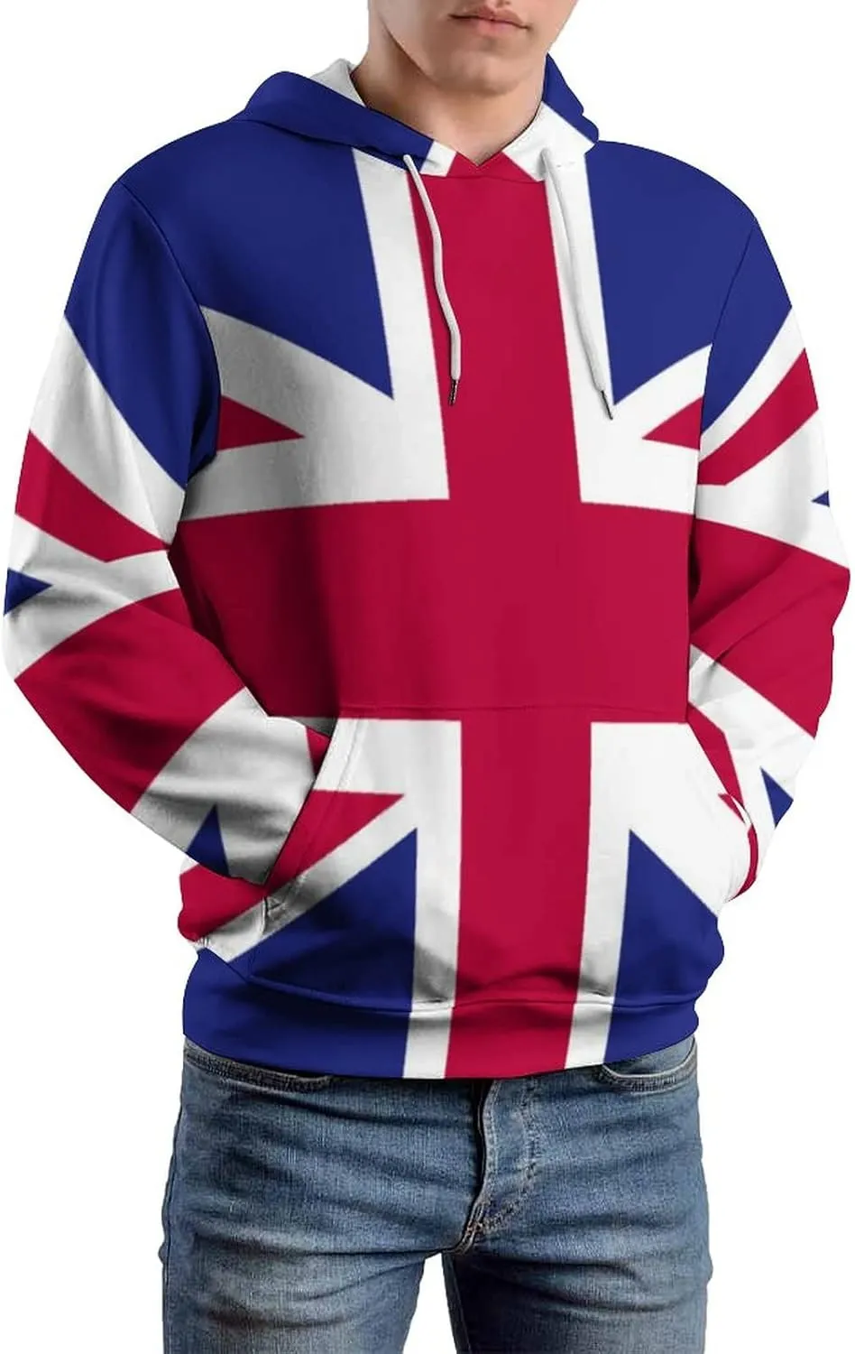 TAIZIYEAH Hoodie for Unisex British Flag Tops Printed Pullover Long Sleeve Sportswear Clothes Soft Loose Graphic Oversized L