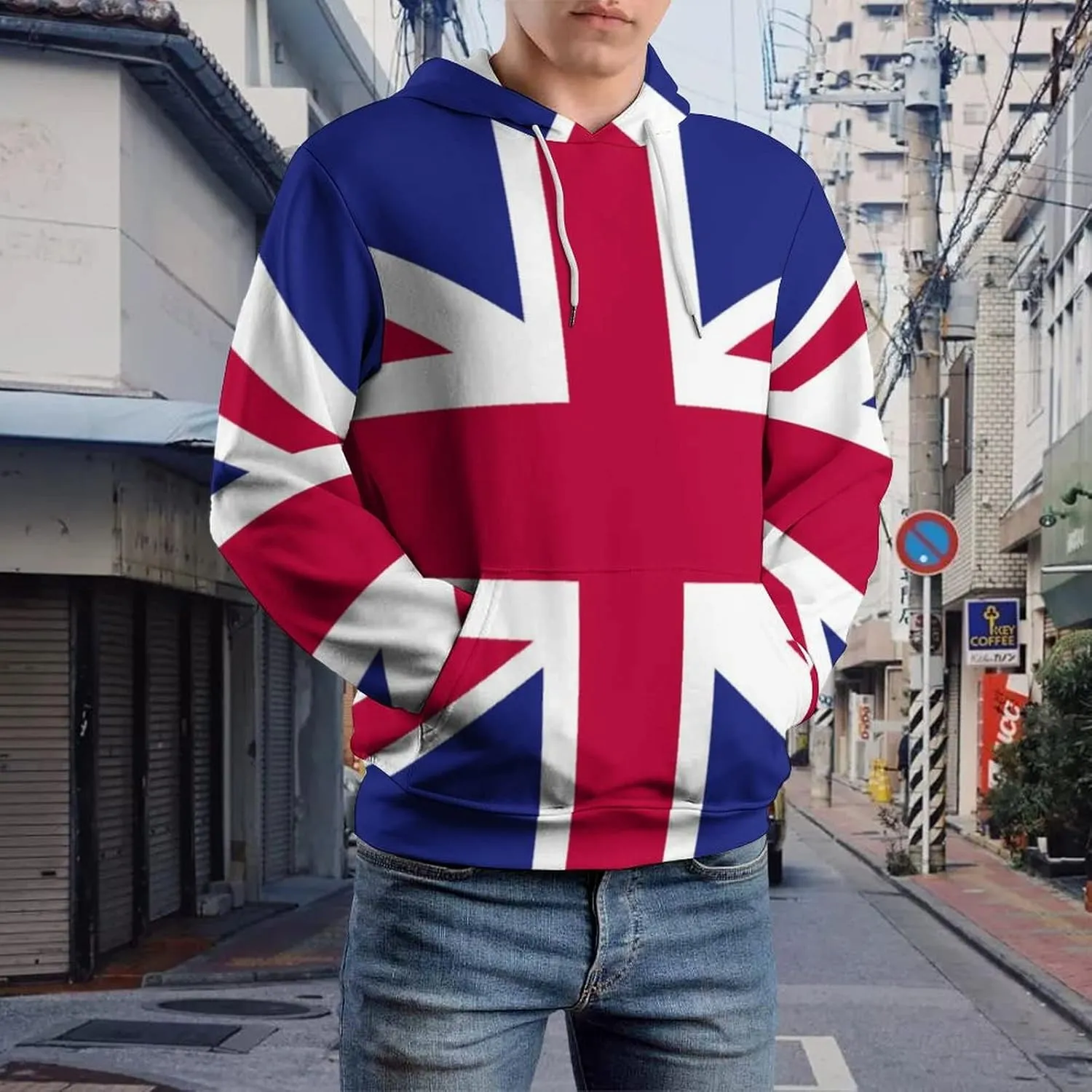 TAIZIYEAH Hoodie for Unisex British Flag Tops Printed Pullover Long Sleeve Sportswear Clothes Soft Loose Graphic Oversized L