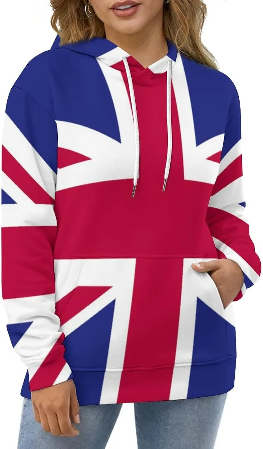 TAIZIYEAH Hoodie for Unisex British Flag Tops Printed Pullover Long Sleeve Sportswear Clothes Soft Loose Graphic Oversized L