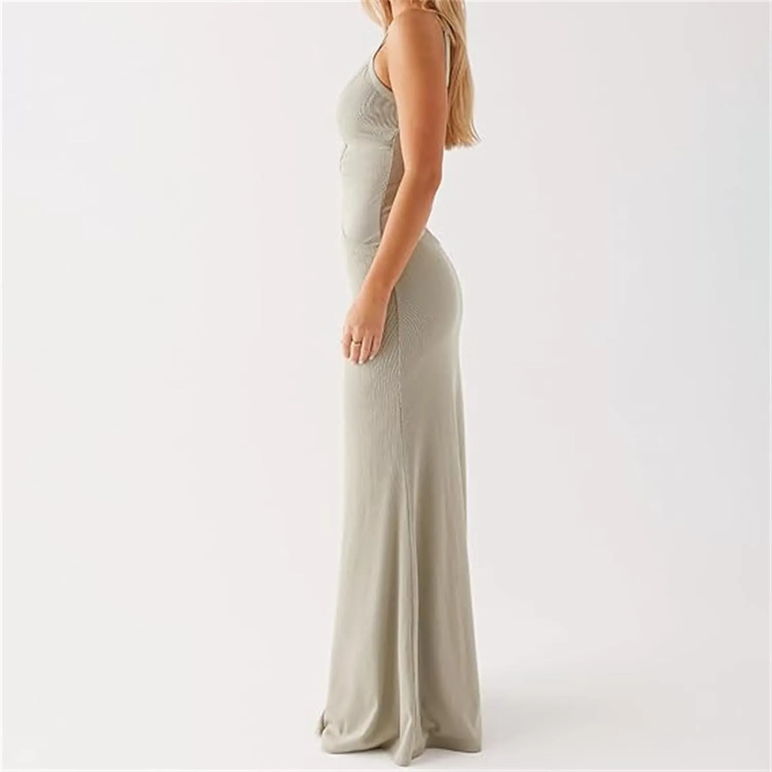 Thopavenoir Women's Sexy Cut Out Maxi Dress Backless Sleeveless Slip Dresses Elegant Bodycon Long Dress Cocktail Partywear