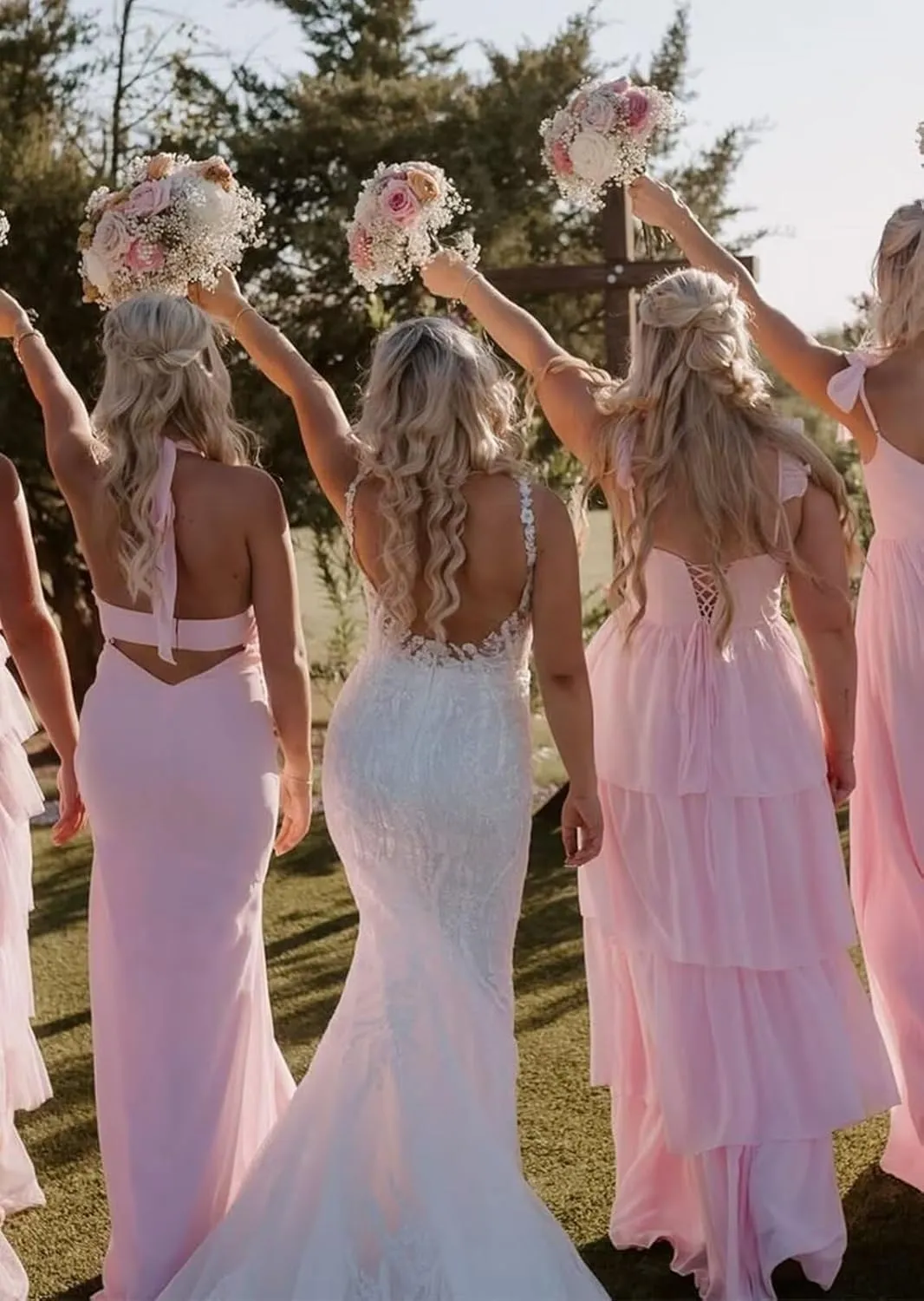 Tiered Ruffle Bridesmaid Dresses for Women 2025 Long Chiffon Formal Evening Dress with Slit