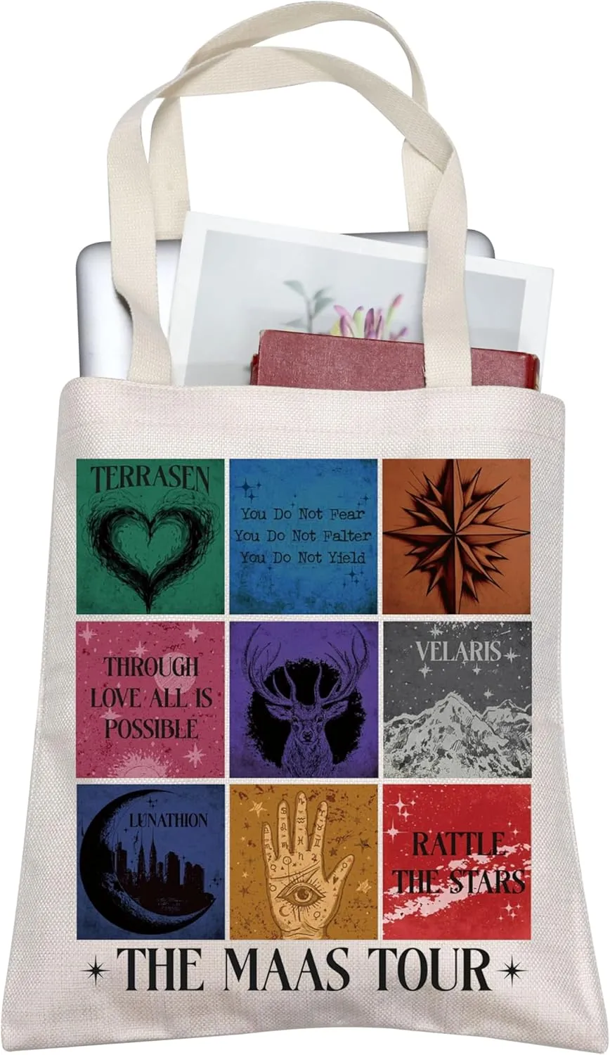 TOBGBE Book Club Gifts Author The M Tour Inspired Shopping Bag For Book Lover Bookish Merchandise Reader Gifts (Mass To)