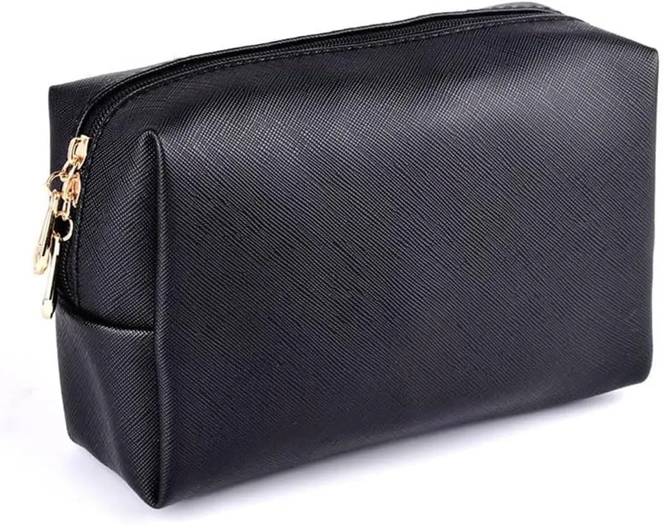 Toiletry Bag Makeup Bag Cosmetic Organizer Zipper Toiletry Pouch Make Up Case for Brushes Travel Accessories Women(Black)