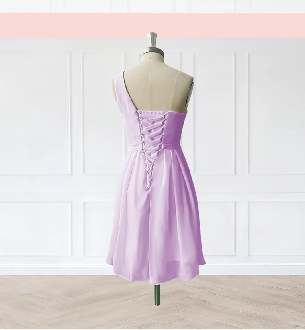 TORYEMY Short Bridesmaid Dresses Chiffon One Shoulder Cocktail Party Dress Ruched for Wedding