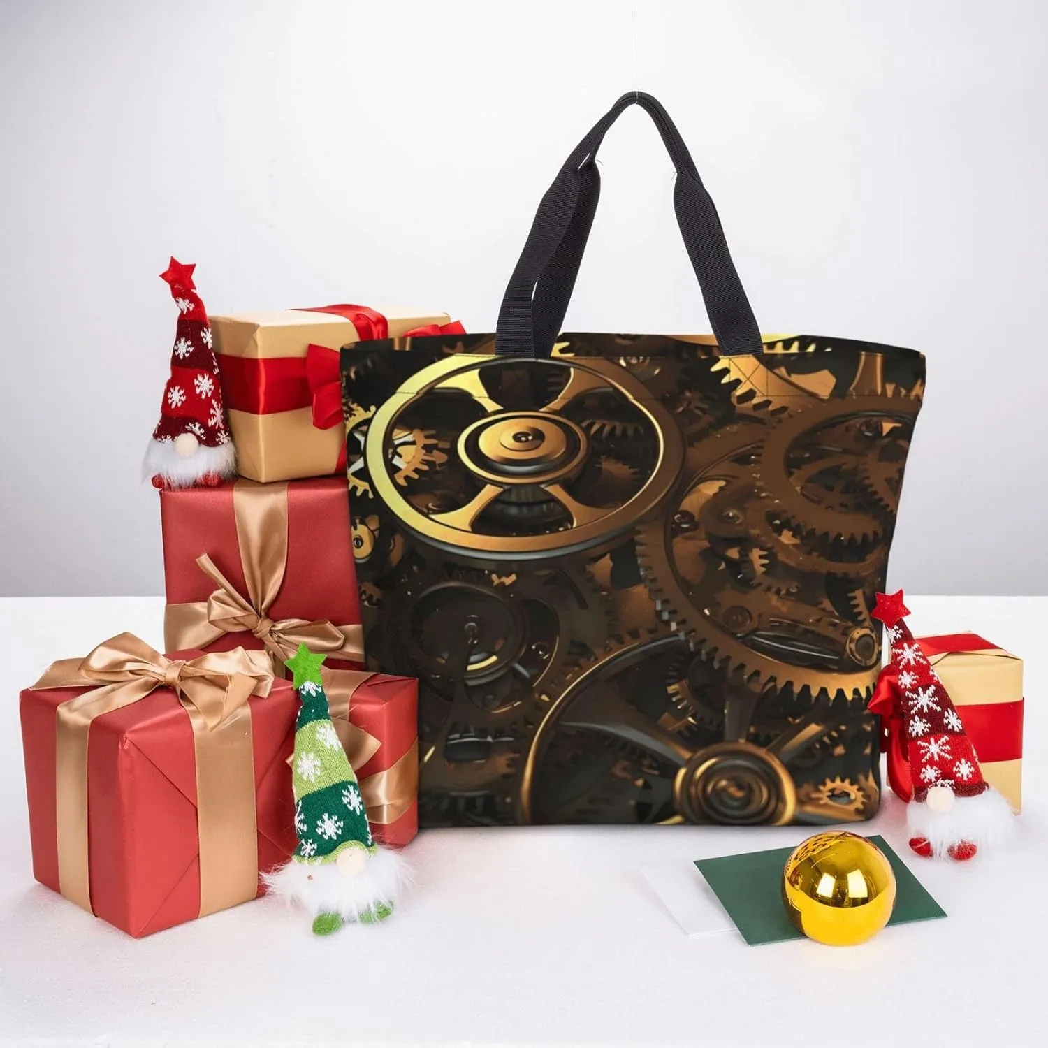 Tote Bag for Women Reusable Grocery Bags Cute Animal Fox Flower Tote Bag with Inner Pocket Travel Tote for Shopping