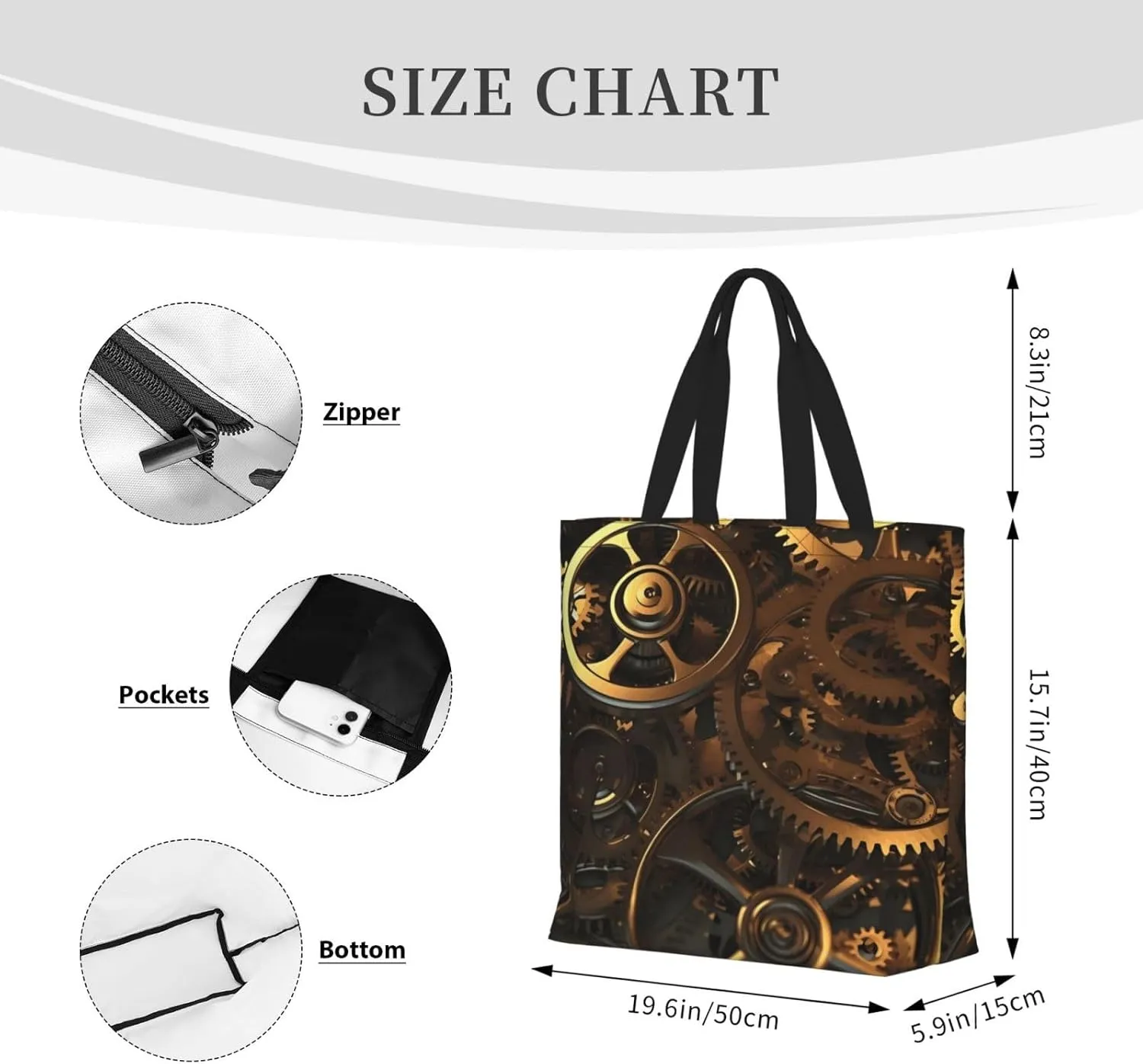 Tote Bag for Women Reusable Grocery Bags Cute Animal Fox Flower Tote Bag with Inner Pocket Travel Tote for Shopping